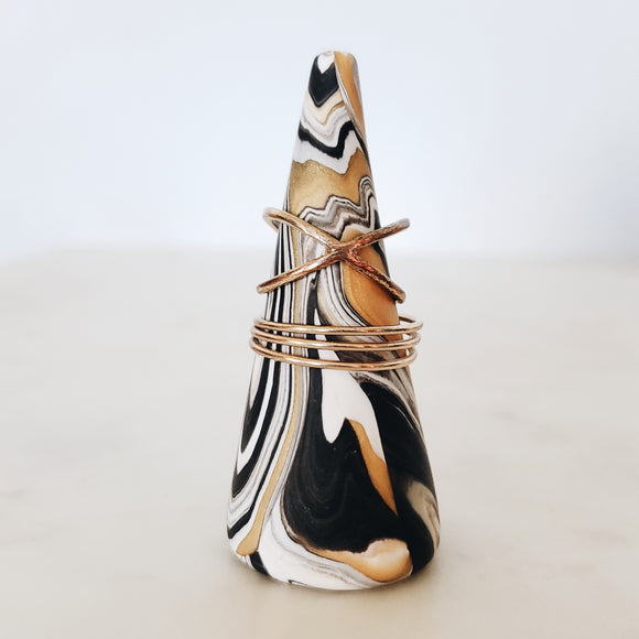 Black and Gold Marble Ring Cone
